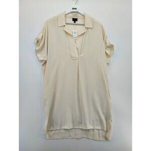 Banana Republic Women's Cream Top VNeckline (Johnny Collar) Linen Dress Size 8US